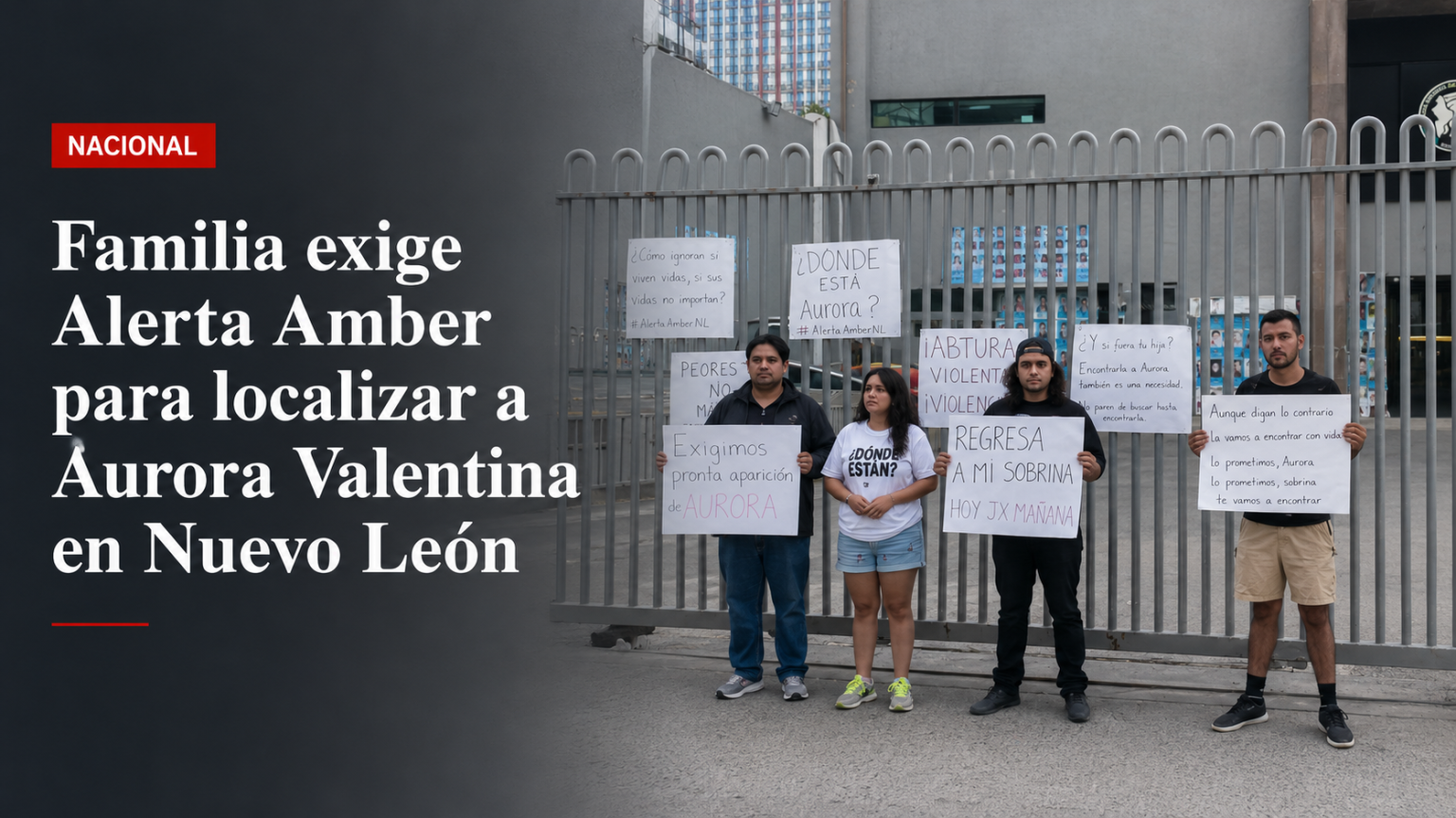 Familia exige Alerta Amber para localizar a Aurora Valentina en Nuevo León