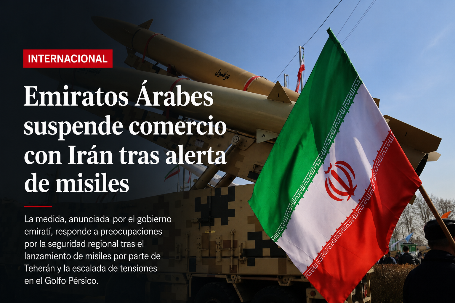 Emiratos Árabes suspende comercio con Irán tras alerta de misiles
